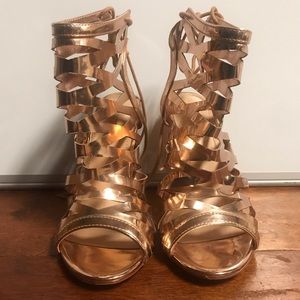 Gold Heeled Sandal size 7 1/2 NEVER WORN